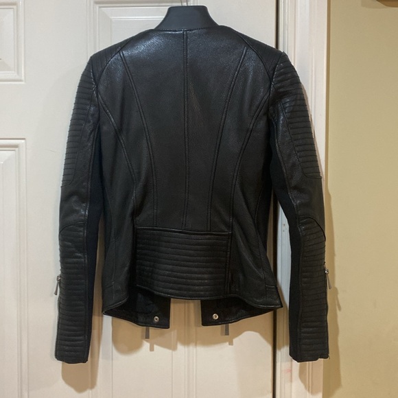 New BCBG BCBGMaxazria Black Moto Biker Leather Jacket Blake - Picture 13 of 14